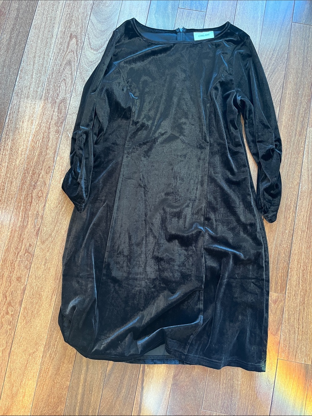 Velvet Black Long Sleeve Shift Dress
